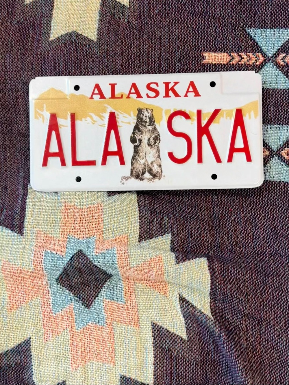 Alaska License Plate Wall Decor - Red & White
